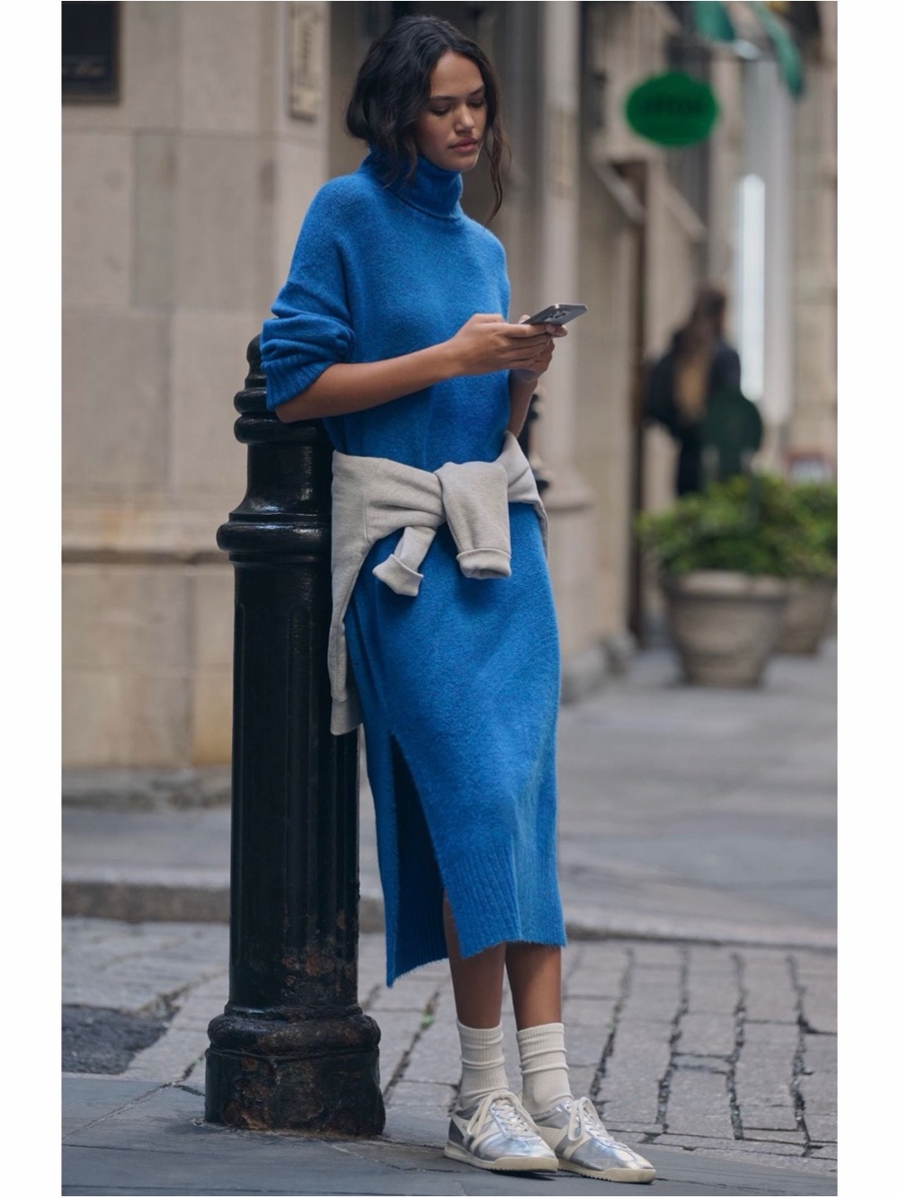 Anthropologies Daily Practice Karigan Cobalt Blue Turtleneck Midi Sweater Dress